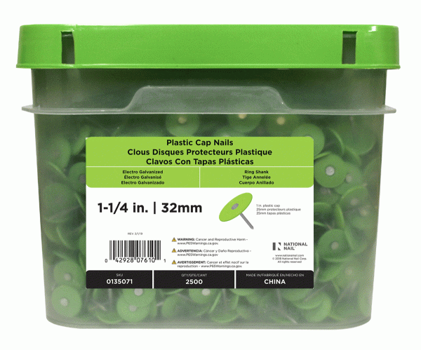HandDrive 32mm Plasti-Top Cap Nails (250 ct)